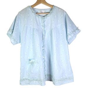 Vintage Light Blue Floral Frilly Night Shirt